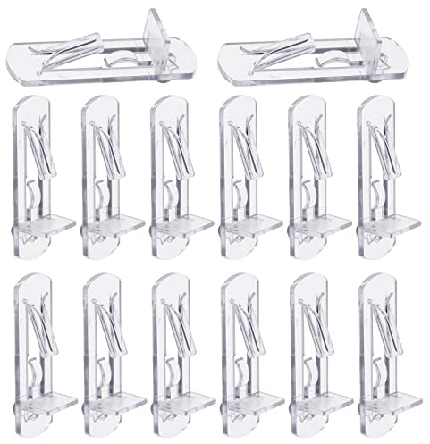 Rierdge 20 Pcs Plastic Locking Shelf Pins 5mm, 3/4” Clear Plastic Locking Shelf Support Peg Clips for 4.5-5mm Diameter Peg Hole & Slightly Larger Than 20-21mm Cabinet Shelves