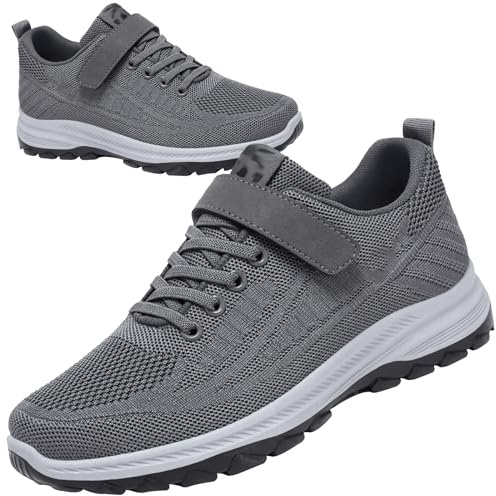 Aocase Chaussure Diabetique Homme Baskets sans Lacets Chaussure de santé pour Femmes et Hommes idéale comme de rééducation,Men Grey,44/270mm