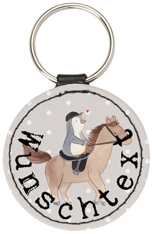 Mr. & Mrs. Panda Personalisierter Schlüsselanhänger Pferd Reiten - Personalisierte Geschenke, Selbst Gestalten, Pferde, Reitsport, Mit Text, Wunschtext, Reitverein, Geschenk, Für Männer Gravur