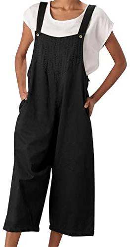 Women's Dungarees Loose Casual Sleeveless Overall Long Jumpsuit Playsuit Dungarees