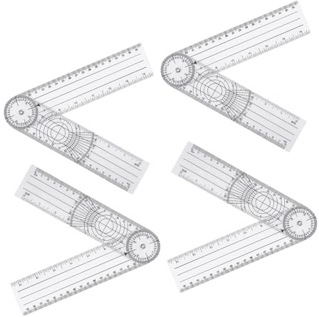 4 Stück Orthopädisches Winkelmesser für Physiotherapie 360 ° PVC, einfach für den täglichen Gebrauch der Kartographie für Familien und Studenten CM/Inch, transparent und langlebig
