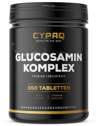 Cypaq Glucosamin Komplex Premium, 350 Tabletten mit Chondrodroitin, MSM und Vitamin C für Gelenke, Sehen, Bänder, Bewegungsapparat - hochdosiert, in Deutschland produziert ohne unnötige Zusätze