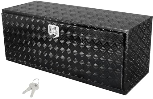 VEVOR Caja de Herramientas para Camión 1524x610x610mm Caja de Bastidor Inferior Caja de Almacenamiento de Aleación de Aluminio Montaje Inferior con Cerradura y Llaves para Remolques, Camionetas, Negro