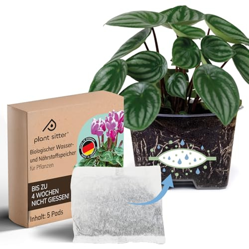 PLANTSITTER I Wasserspeicher für Pflanzen I Idealer Wasserspender bis zu 4 Wochen nicht Gießen I Bio Wasser-& Nährstoffspeicher I Alternative zu Bewässerungskugeln für die Urlaubsbewässerung I 15 Pads