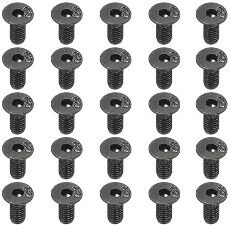 PATIKIL M3 x 8 mm Flat Head Socket Cap Screws, 100 Pack Flat Countersunk Bolts Medium Carbon Steel Hex Socket Drive Machine Screws Full Thread Black Oxide Grade 10.9