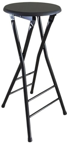 XQJLBZA Sgabello da Bar Pieghevole Senza Schienale, 70 CM Sgabello Alto Pieghevole con Poggiapiedi, Sgabello Portatile per la Colazione per Adulti, Struttura in Metallo(Zwart)