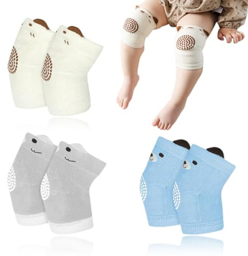 SIRLOMU Krabbel Knieschoner Baby, Krabbelstrumpfhose Krabbelhilfe Anti Rutsch Gummipunkte Socken für Kleinkinder (0-24 Monate)