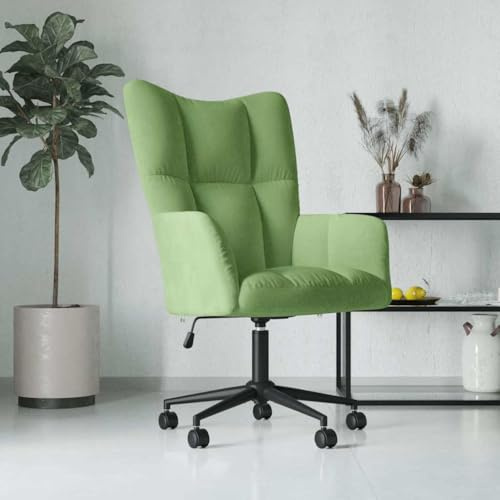 Myheimly Relaxsessel mit Rollen Höhenverstellbar Drehbar Fernsehsessel Polstersessel Polsterstuhl Relaxstuhl Sessel Ohrensessel Wohnzimmer Samt Relaxsessel Hellgrün