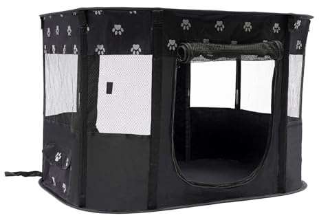 Welpenlaufstall, Welpenauslauf Indoor, 90 * 70 * 60cm, 300D Oxford-Stoff, quadratisch schwarz, Größe X L, geeignet für Hunde, Katzen, Kaninchen, auch trächtige Katzen, Kätzchen und so weiter.