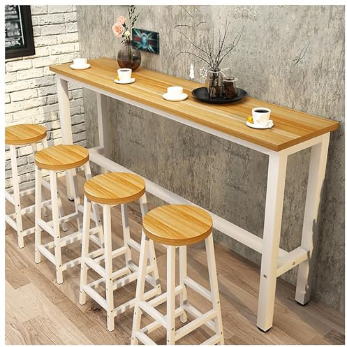 Table de bar moderne en bois - Table de salle à manger rectangulaire pour la maison, le bar, la cuisine ou le salon - Finition noyer clair - Cadre blanc - 100 x 30 x 100 cm