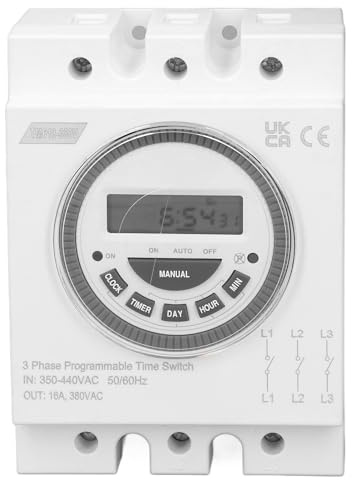 Power Timer Switch 16A 18 On Off Settings Time Control with CR2023 Battery PC Flame Retardant Material 168 Hour Time Range for Pools Lights Irrigation Systems