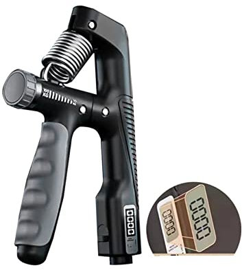 Dinamometro, Tester di forza della presa 265Lbs/120Kg Dinamometro a mano digitale Misuratore di forza della presa Impugnatura for schermo LCD USB for allenamento di potenza(R Hand Grip Black)