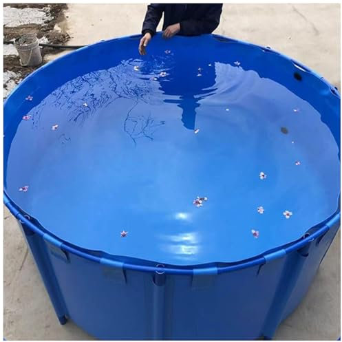 100cm*80cm,Oberirdischer Pool, Runder Fischteichpool Aus Segeltuch mit Halterung, Großes Faltbares Aquarium für Die Koi-Zucht in Der Landwirtschaft