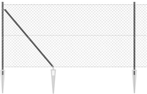vidaXL Cercado de Malla con 7 Postes de Espiga 1.2 x 10m, Acero Galvanizado, Acabado Mate, Color Gris, Ideal para Exterior, Jardín, Terraza. Enclosure, Barrera de Seguridad, Cerco, Panel a Prueba de
