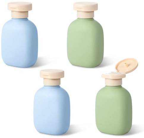 Giantree 4 stycken klämflaskor, reseflaskor, påfyllningsbara resebehållare, reseflaskor för att fylla på resor, duschgel, behållare, reseflaskor med lock för schampo, krämer lotion (100 ml)