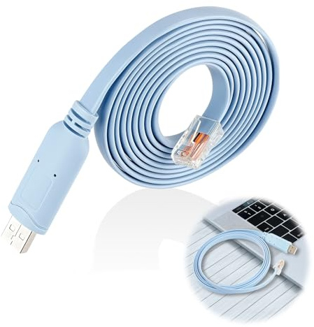 Vidsmow Usb to Rj45 Console Cable, Chipset, Compatible with Cisco Routers, Ethernet Console Cable for Windows 11/10/8/7, Android, Rs232 Serial Adapter Lead,1.8m