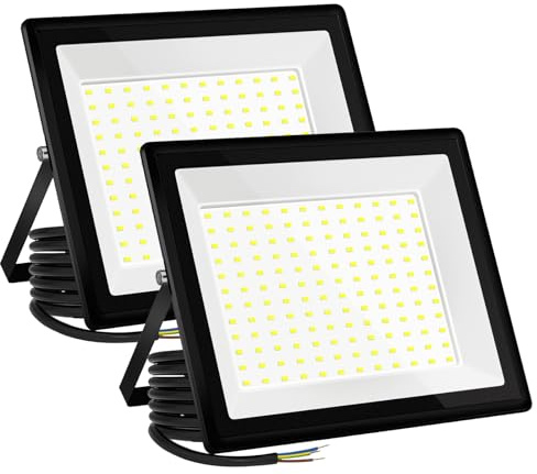 VistaNovaX Projecteur LED extérieur 150W Industriel 16500LM 6500K Blanc Jour IP66 Étanche, Dissipation Thermique Efficace, Économie 85% Spot LED Extérieur pour Cours/Jardins/Entrepôts/Garages (2 pcs)