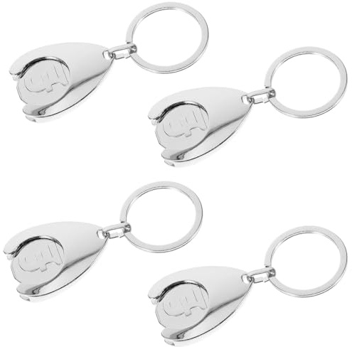Nebulixq 4-Pack Trolley Token Coin Keyring - Keychain Token for Shopping Carts, Bags, and Convenient Access