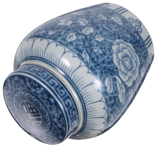PRETYZOOM Boîte à Thé Céramique Bleue Et Blanche avec Couvercle Étanche pour Thé Et Café Boîte De Conservation Hermétique pour Épices Et Biscuits