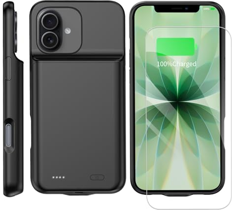 YISHDA Akkuhülle für iPhone 17/16Pro, 10.000 mAh, wiederaufladbar, tragbar, kompatibel mit iPhone 17/16Pro (6,3 Zoll, Schwarz)