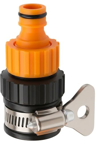 Universal Tap Connector 12-16mm Kitchen Tap Hose Connector Adjustable Garden Tap Fitting Set Faucet Adapter with Stainless Steel Clip Hose Pipe Fitting for Bath Garden Indoor and Outdoor