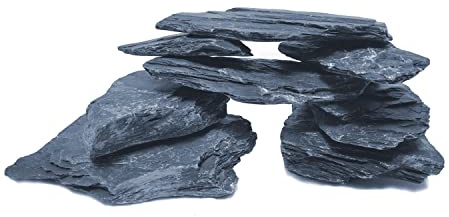 Natural Slate Stone 5 to 7 Inches - USA Sourced and Packaged for Aquascaping Aquariums, Terrariums, Paludariums, Reptile Enclosures, and Gardens (10lbs)