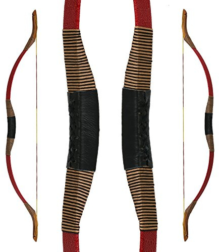 Drake Archery Traditioneller Reiterbogen, 130 cm, 25 lbs | kompakter asiatischer Bogen aus Fiberglas mit Lederbezug, weicher Auszug bis 28 Zoll, ideal für Einsteiger