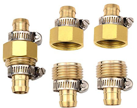 cozyou Messing 5/20,3 cm Gartenschlauch Reparatur Flicken männlich Weiblich Stecker mit Edelstahl Klemme 3 Sets