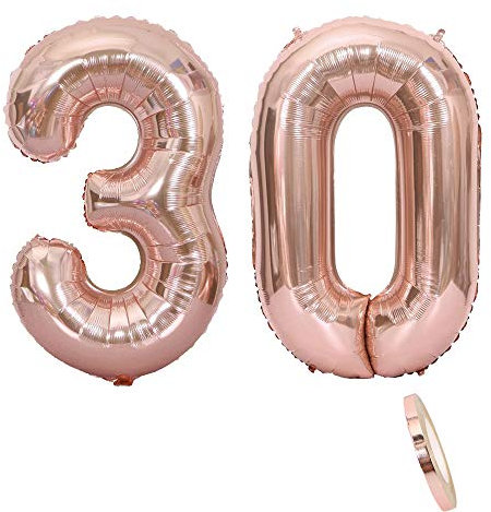2 Ballons Numéro 30, Numéro 30 Ballon Anniversaire Or Rose Fille,40 Pouces Figurines Ballon Gonflable Hélium Feuille Chiffres,Ballon Géant Pour La Décoration De Fête D'anniversaire, Prom (XXXL 100cm)