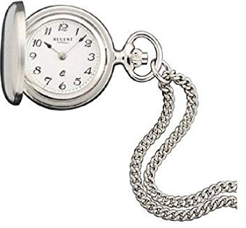 REGENT Taschenuhr verchromt analog Quarz silberfarben P-268
