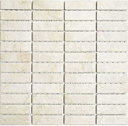 Mosaik Fliese Keramik Stäbchen Steinoptik hellbeige für WAND BAD DUSCHE KÜCHE FLIESENSPIEGEL THEKENVERKLEIDUNG BADEWANNENVERKLEIDUNG Mosaikmatte Mosaikplatte | 10 Mosaikmatten