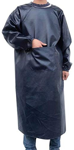 SSB Herren-Lederschürze, wasserdicht, Arbeitsschürze, extra lange Schweißschürze mit Taschen, Metzgerschürze, Küchenschürze mit langen Ärmeln, Geschirrspülkittel F 120 x 120 cm