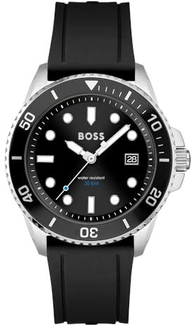 BOSS Analog Quarzuhr für Herren Kollektion ACE mit Schwarzes Silikonarmband - 1513913