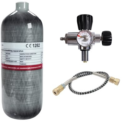 TUXING 4500Psi Carbon Fiber HPA Air Paintball Tank System,2L 122Cu in Pcp Air Tank Carbon Fiber Cylinder mit Füllstation für Pcp Air Rifle Scuba Tank Tauchen