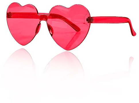 Jagowa Lunettes de soleil en forme de cœur, lunettes multicolores en forme de cœur sans monture