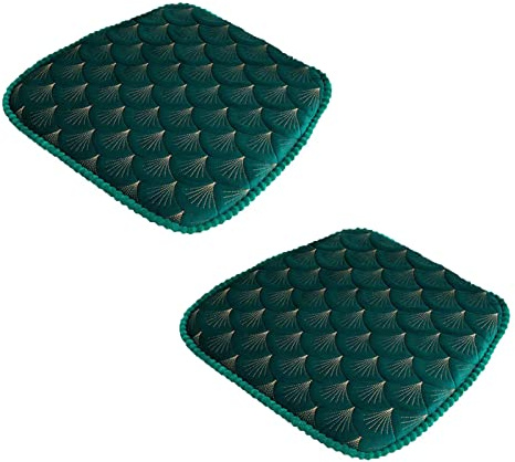 ZIBENE Stuhlkissen Halbrund 45x45 Mit Schleife, Sitzkissen Stuhl 2 StüCk, Sitzpolster Gartenstuhl Stuhlauflagen EsszimmerstüHle mit Rutschfester Unterlage Dicke Sitz Auflage KüChenstuhl Grün