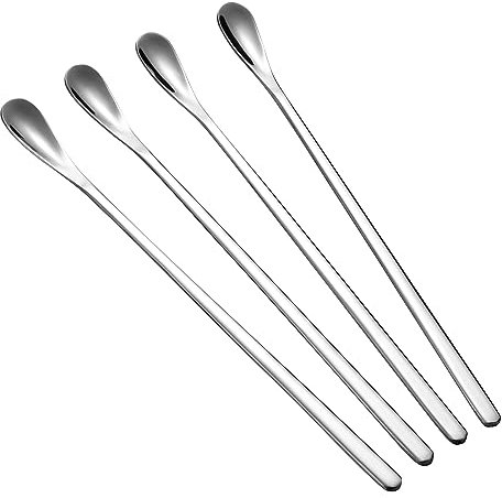 Eisteelöffel Lange Löffel 4-teilig Edelstahl Rührlöffel für Kaffee Tee Getränke Cocktail (EL4)