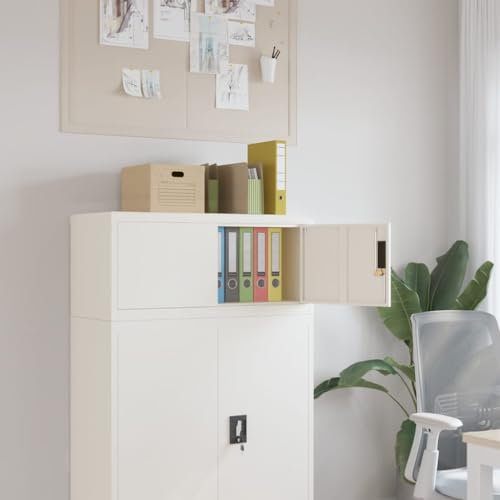DJEKA Aktenschränke Abschließbare Metallschrank 90 x 40 x 40 cm Werkzeugschrank Büroschrank Abschließbar Weiß Stahlschrank Mehrzweckschrank Metall