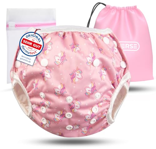 KIDVERSE Schwimmwindel Baby 0-3 Jahre - Schwimmwindeln wiederverwendbar | Wiederverwendbare Schwimmwindel - Hautfreundliche Badewindel Dermatest geprüft - Verstellbare Baby Badehose Mädchen & Jungen