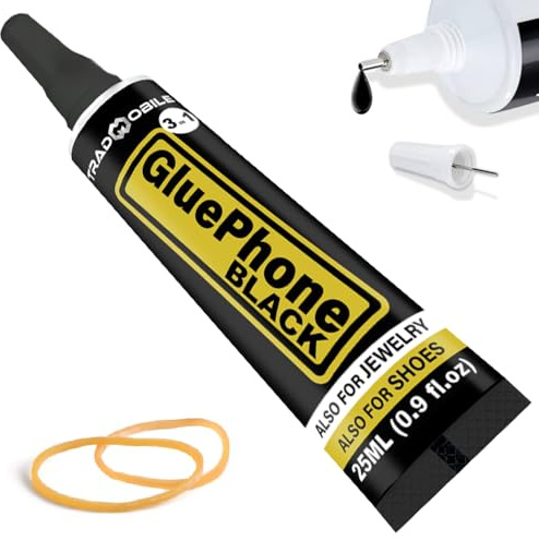 Glue Phone - Lim för reparation och precisionsarbete - Perfekt för telefoner, smartphones, surfplattor, smycken, böcker, läder och skor (25 ml svart, 1 Tub)