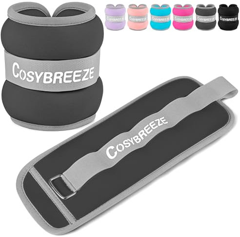 Cosybreeze Gewichtsmanschetten Fuß Gewichte für Beine und Arme Fußgewichte und Fußgelenkgewichte für Fitnessstudio Bewegung Laufen Joggen 1kg 1 Paar Gewichtsmanschetten Hand, Grau