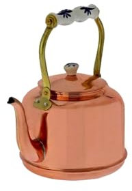 ich-zapfe.de Teekanne, Wasserkessel, Teekessel - aus Kupfer, mit Porzellanhenkel, 1,5L