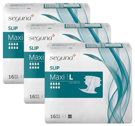 SEGUNA Slip Maxi, Inkontinenz Windeln für Erwachsene, Frauen, Männer, Windeln bei sehr schwerer Blasenschwäche, Stuhlinkontinenz (L (Beutel 16 Stück))