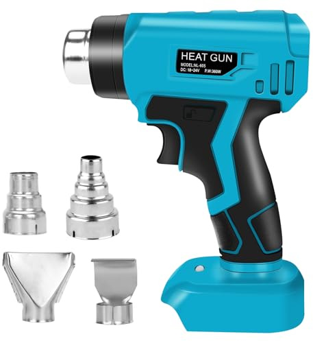 Cordless Hot Air Gun Compatible with Makita 18V Battery, Max. 430℃ Cordless Heat Gun with 4 Nozzles for Paint Stripping, Bending Pipes, DIY (No Battery)