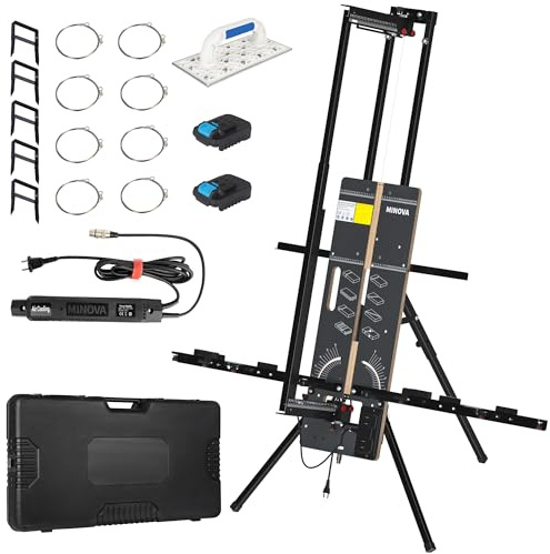 MINOVA Styroporschneider MODELL 8 PROFI 260 Watt / 1.300mm Komplettes Set inklusive 8 Schneidedrähten Heißdrahtschneider & Batteriekonverter Geeignet für Bosch AKKU (ohne AKKU)