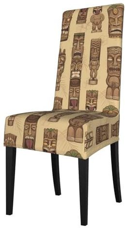 Amrole Dehnbare Stuhlhussen im Vintage-Stil, Aloha-Tiki-Muster, für Esszimmerstühle, Stuhl-Sitzbezüge für Zuhause, Restaurant, Party, Esszimmer