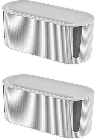 Gaxcent 2-Stück Kabelbox Klein, Kabelmanagement Box Kabel Management Kabel Organizer Box ABS Kunststoff Kabel Box Mit Deckel Zum Kabel Verstecken,Weiß