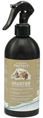 BIO SANITAS PROTECT Haustier Desinfektionsspray, 500 ml Hunde Desinfektion alkoholfrei für Katzen und Hunde, Desinfektionsmittel für Näpfe, Spielzeug, Transportboxen u.v.m., Geruchsneutralisierend