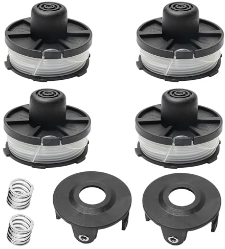 4 Stücke Rasentrimmer Spule,Fadenspulen,Rasentrimmer Fadenspule Kompatibel mit Makita Akkusense 18V DUR181Z,DUR181RF,DUR181(Länge: 8.3m, Ø1,60mm mit Spulenabdeckung und Frühling)