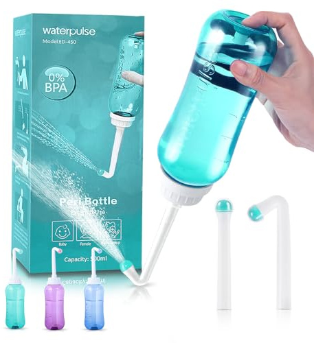 Portable Travel Bidet Po Dusche - Peri Bottle mit 2 Düsen Mobiles Bidet mit Taste Intimdusche wochenbett Toilette 500 ml（grüner）